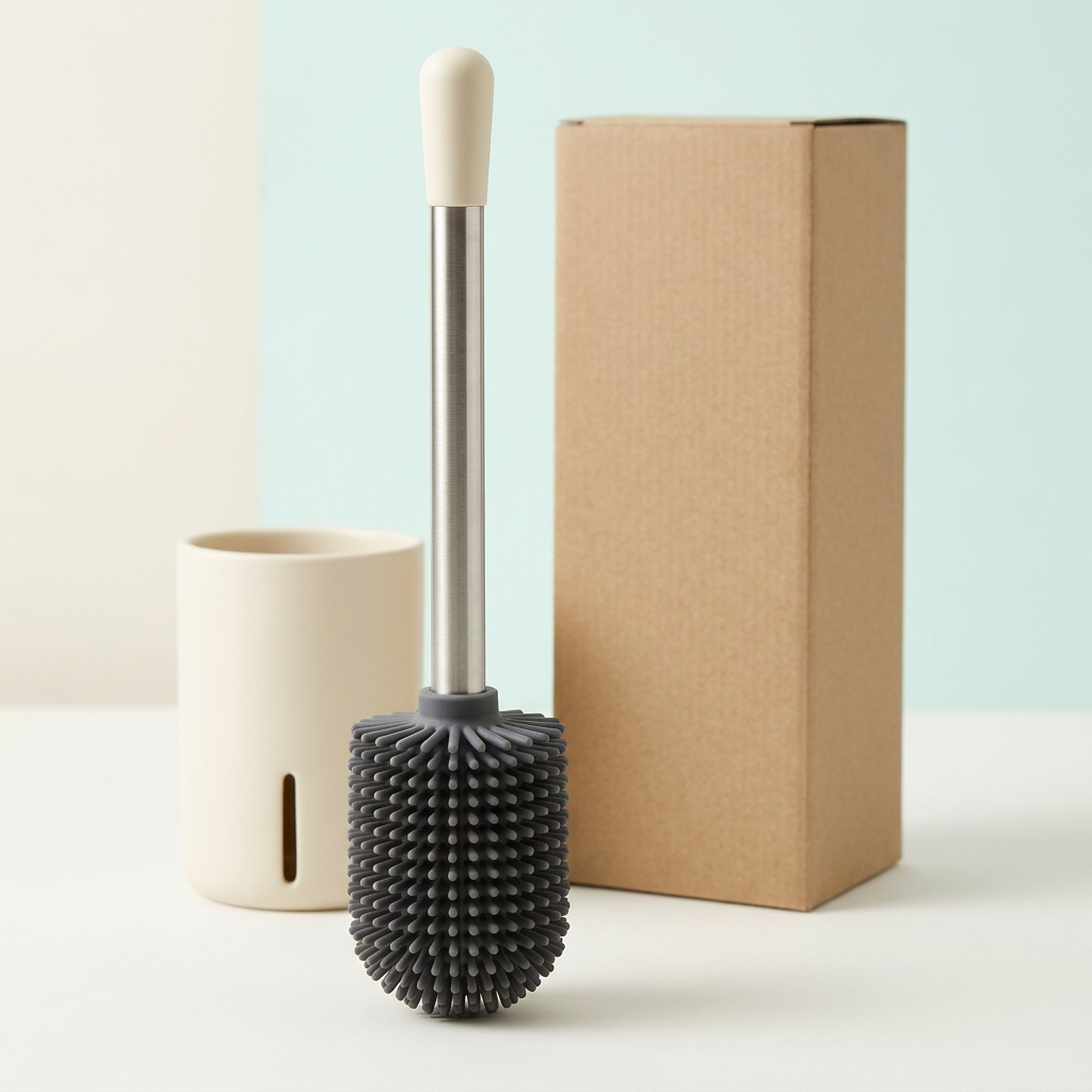 🧽 Silicone Toilet Brush Set | Flexible Dense Brush Head × Long-Handle Cleaning Design