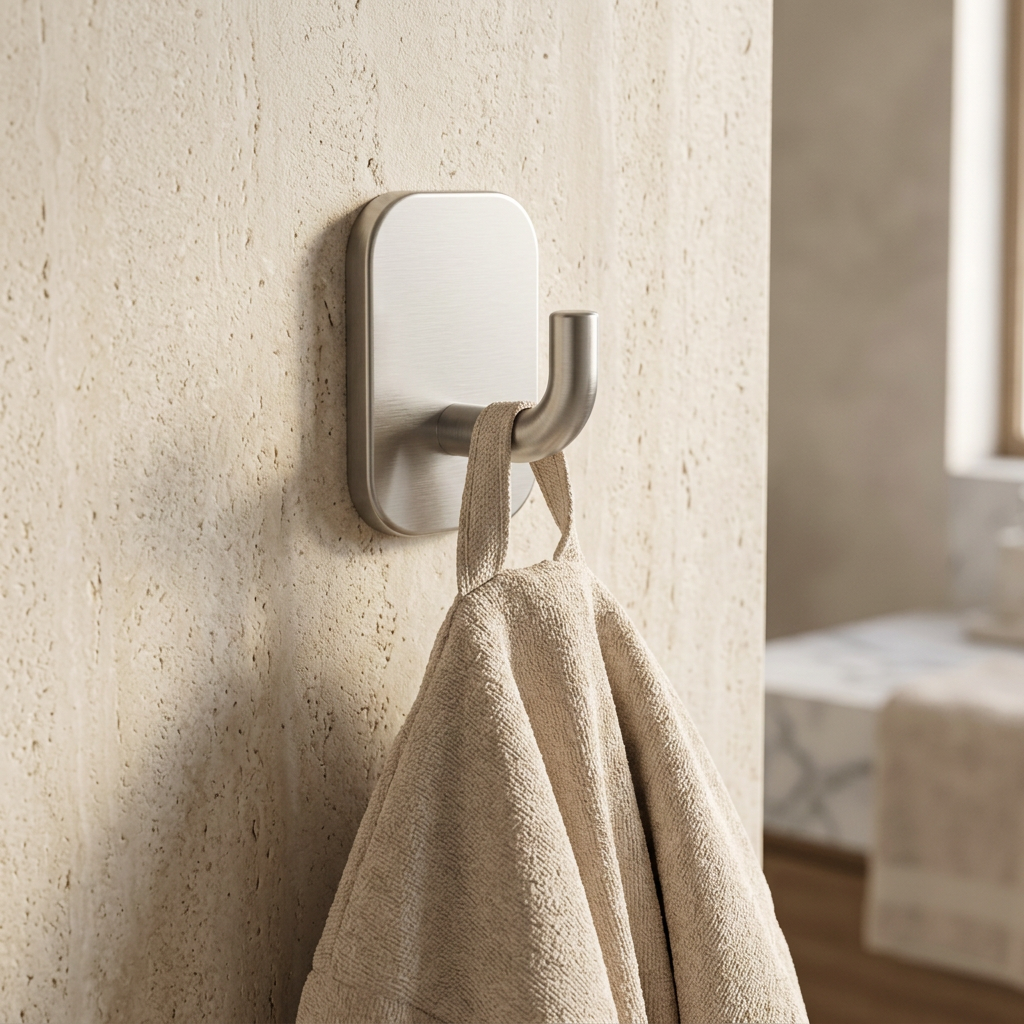 ✨ Modern Brushed Silver Wall Hook | Minimalist J-Shaped Metal Towel Hanger
