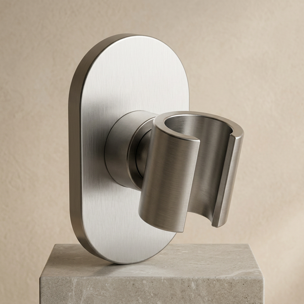 🚿 Modern Shower Head Holder | Brushed Silver Wall Mount