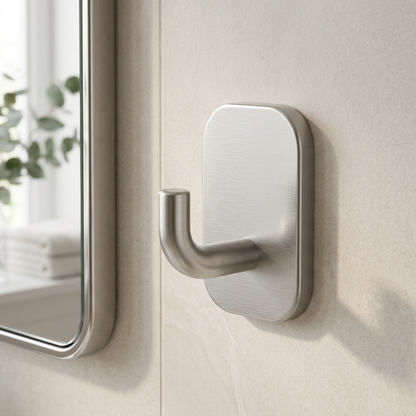 ✨ Modern Brushed Silver Wall Hook | Minimalist J-Shaped Metal Towel Hanger