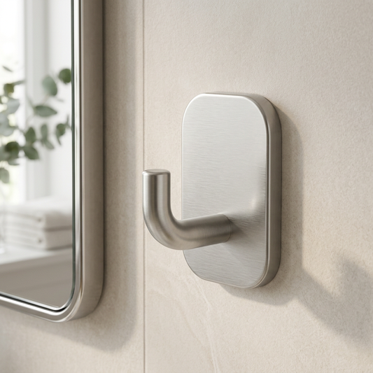 ✨ Modern Brushed Silver Wall Hook | Minimalist J-Shaped Metal Towel Hanger
