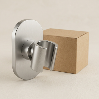 🚿 Modern Shower Head Holder | Brushed Silver Wall Mount