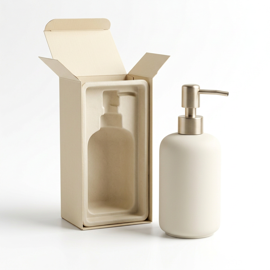 🫧 Cream White & Champagne Gold Soap Dispenser | Matte-Finish Bottle × Minimalist Metal Pump Head