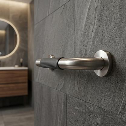 🚿 Bathroom Safety Grab Bar | Curved Metal Shower Handle with Textured Non-Slip Grip