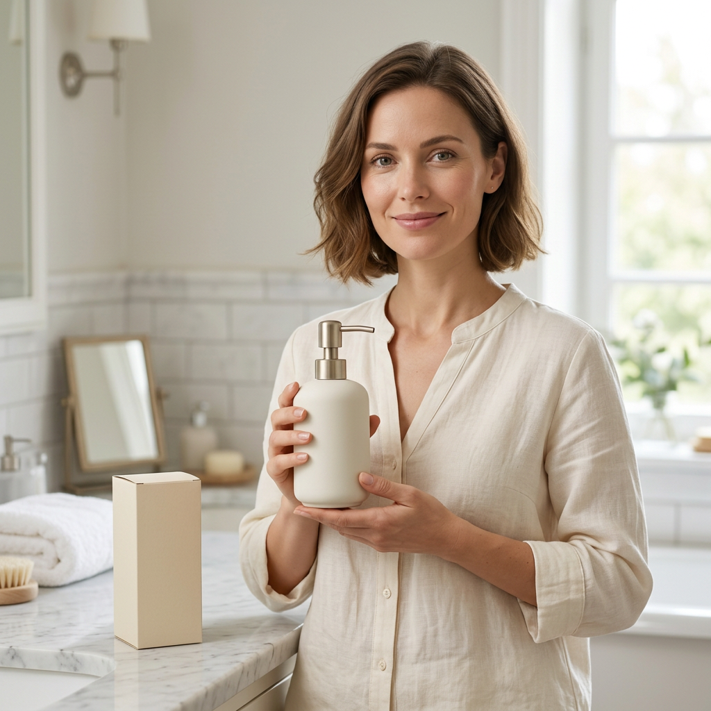 🫧 Cream White & Champagne Gold Soap Dispenser | Matte-Finish Bottle × Minimalist Metal Pump Head