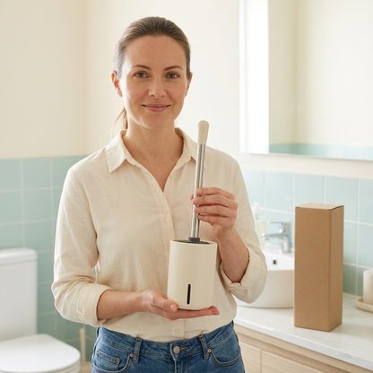 🧽 Silicone Toilet Brush Set | Flexible Dense Brush Head × Long-Handle Cleaning Design