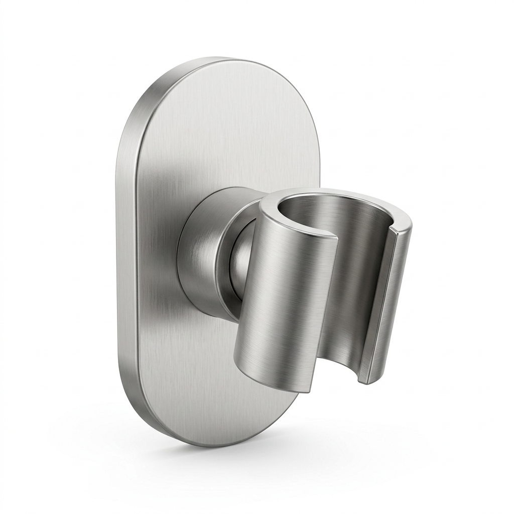 🚿 Modern Shower Head Holder | Brushed Silver Wall Mount