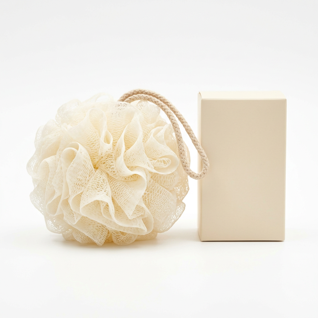 🛁 Soft Mesh Bath Loofah | Fluffy Shower Pouf with Hanging Rope