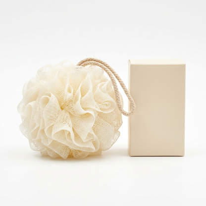 🛁 Soft Mesh Bath Loofah | Fluffy Shower Pouf with Hanging Rope