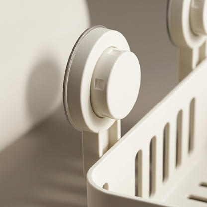 💧Cream White No-Drill Bathroom Shelf | Wall-Mounted Draining Storage Rack