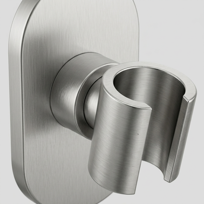🚿 Modern Shower Head Holder | Brushed Silver Wall Mount