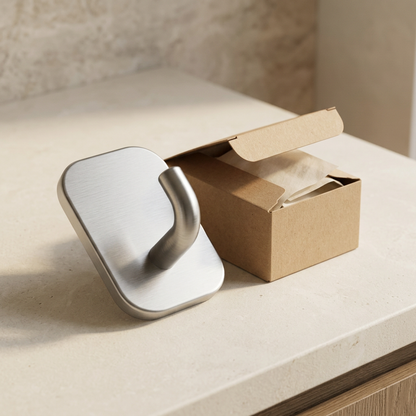 ✨ Modern Brushed Silver Wall Hook | Minimalist J-Shaped Metal Towel Hanger